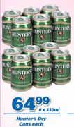 Hunter's Dry Cans-6x330ml Each