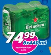 Heinken Beer Cans-6 x 440ml