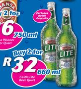 Castle Lite Beer Quart-2 x 660ml