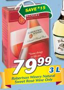 Robertsons Winery Natural Sweet Rose Wine Only-3Ltr