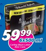 Carling Black Label Beer Cans-6 x 500ml