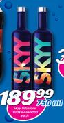 Skyy Infusions Vodka 750ml-Each