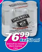 Smirnoff Ice Double Black Guarana Cans-6 x 250ml