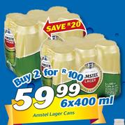 Amstel Lager Cans-6 x 400ml