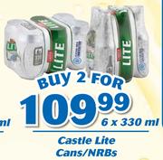 Castle Lite Cans/NRBs-2 x 6x330ml