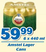 Amstel Lager Cans-6x440ml