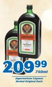 Jagermeister Liquer Herbal Original-750ml Each