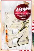 Johnnie Walker Whisky Scotch Black 750ml & 2 Glass Pk