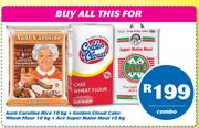 Aunt Caroline Rice 10kg + Golden Cloud Cake Wheat Flour 10kg + Ace Super Maize Meal 10kg Combo 