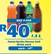 Fanta/Sprite/Stoney Soft Drink-4 x 1.5Ltr