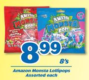  Amazon Monsta Lollipops Assorted-8's Each