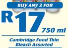 Cambridge Food Thin Bleach Assorted-2 x 750ml