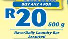 Rave/Daily Laundry Bar Assorted-4 x 500g