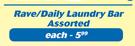 Rave/Daily Laundry Bar Assorted-500g Each