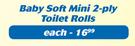 Baby Soft Mini 2 Ply Toilet Rolls-4's