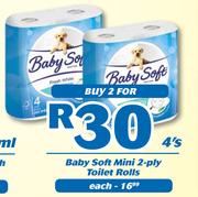 Baby Soft Mini 2 Ply Toilet Rolls-2 x 4's