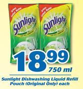 Sunlight Dishwashing Liquid Refill Pouch (Original Only)-750ml Each