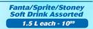Fanta/Sprite/Stoney Soft Drink Assorted-1.5Ltr Each