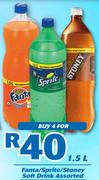 Fanta/Sprite/Stoney Soft Drink Assorted-4x1.5Ltr