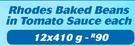 Rhodes Baked Beans in Tomato Sauce-12x410g 