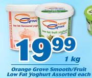 Orange Grove Smooth/Fruit Low Fat Yoghurt Assorted-1Kg Each