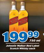 Johnnie Walker Red Label Scotch Whisky-750ml Each 