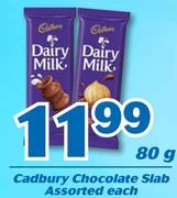 Cadbury Chocolate Slab Assorted-80g Each 