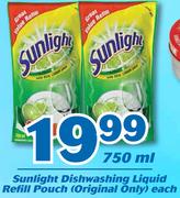 Sunlight Dishwashing Liquid Refill Pouch(Original Only)-750ml Each
