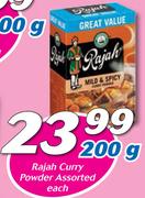 Rajah Curry Powder-200g Each