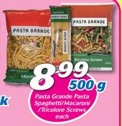 Pasta Grande Pasta Spaghetti/Macaroni/Tricolore Screws-500g Each