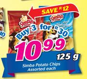 Simba Potato Chips-125g Each