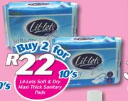 Lil-Lets Soft & Dry Maxi Thick Sanitary Pads 10’s-For 2