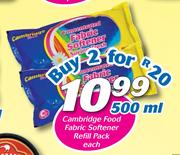 Cambridge Food Fabric Softener Refill Pack-500ml Each
