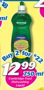 Cambridge Food Dishwashing Liquid-750ml