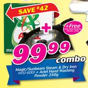 Magic/Sunbeam Steam & Dry Iron (MSI-600) + Ariel Handwashing Powder-250g Combo