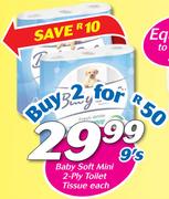 Baby Soft Mini 2-Ply Toilet Tissue 9’s-Each