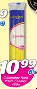 Cambridge Food White Candles 6’s-450g 