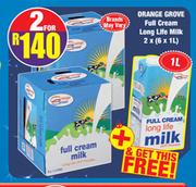 Orange Grove Full Cream Long Life Milk 2 x 6 x 1Ltr + Free Orange Groove Full Cream Long Life Milk 1