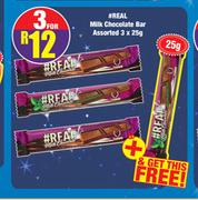 #Real Milk Chocolate Bar Assorted 3 x 25g + Free #Real Milk Chocolate Bar 25g