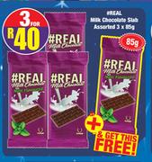 #Real Milk Chocolate Slab Assorted 3 x 85 g + Free #Real Milk Chocolate Slab 85g