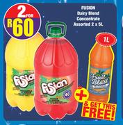 Fusion Dairy Blend Concentrate Assorted 2 x 5Ltr + Free Fruit Blast 1Ltr