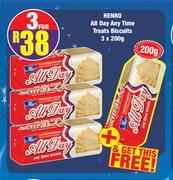 Henro All Day Any Time Treats Biscuits 3 x 200g + Free Henro All Day Any Time Treats Biscuits 200g