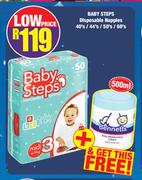 Baby Steps Disposable Nappies-40's/44's/50's/60's