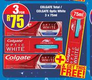 Colgate Total/Colgate Optic White-3 x 75ml