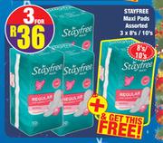 Stayfree Maxi Pads Assorted-3 x 8's/10's