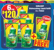 Sunlight Dishwashing Liquid Refill-For 6 x 750ml