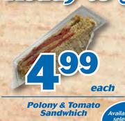 Polony & Tomato Sandwich-Each