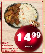 Beef/ Chicken/ Mutton Curry & Rice-500g Each
