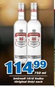 Smirnoff 1818 Vodka-750ml Each