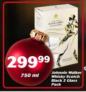 Johnnie Walker Whisky Scotch Black 750ml With 2 Glass Pack-750ml